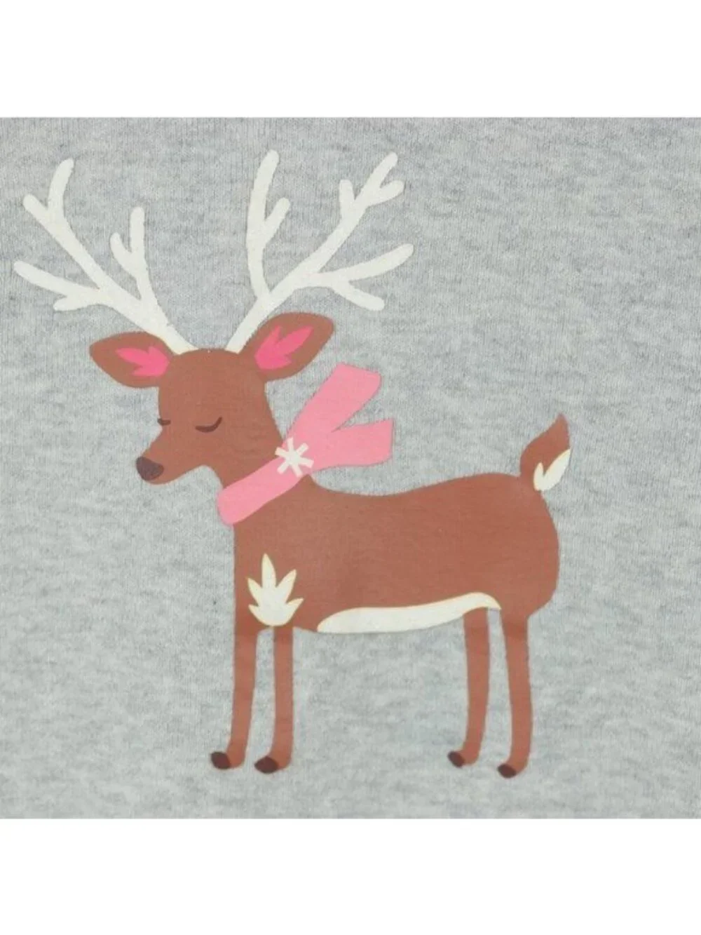 American Girl Girls Size 8 Gray Red Reindeer Graphic Long Sleeve Pajama Top